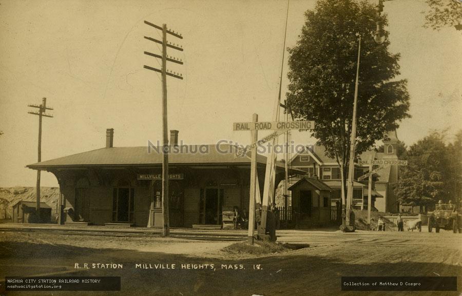 Postcard: Railroad Station, Millville Heights, Massachusetts